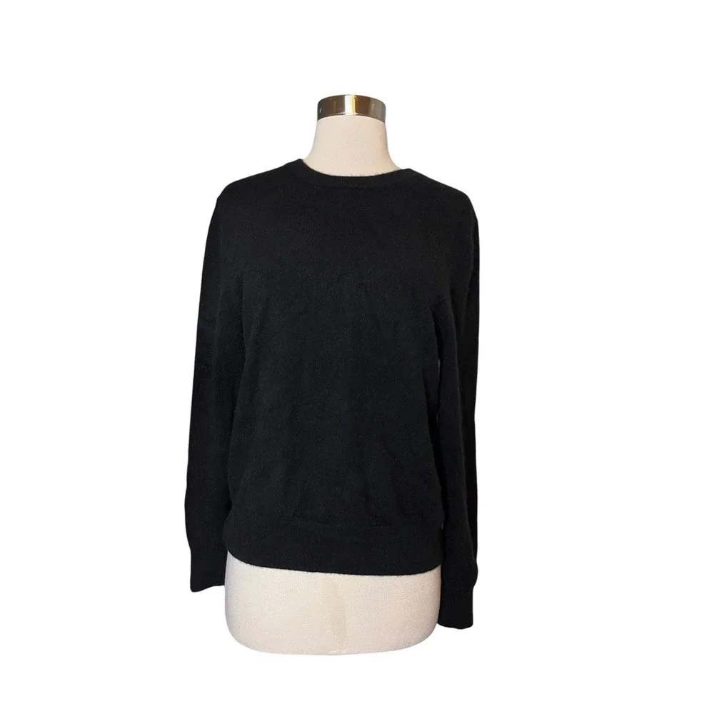 Quince Mongolian Cashmere Crewneck Sweater Large Black